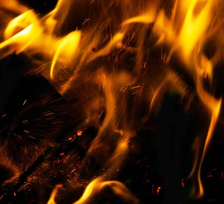fire with sparks on a black background