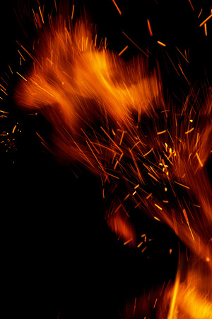 fire flames with sparks on a black background