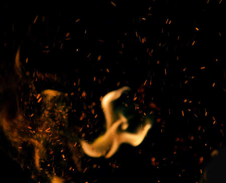 fire flames with sparks on a black background