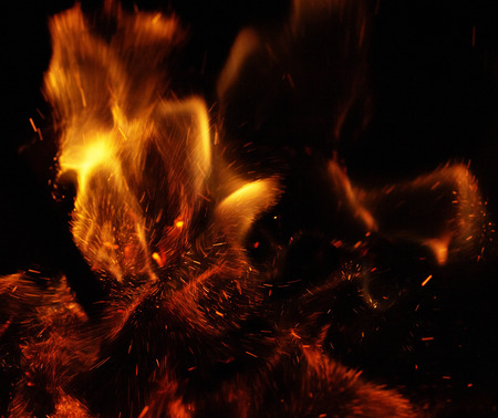 fire flames with sparks on a black background