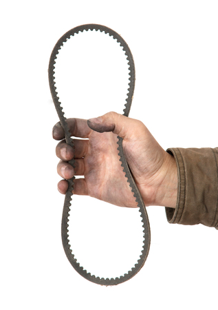 dirty man's hand on a white background