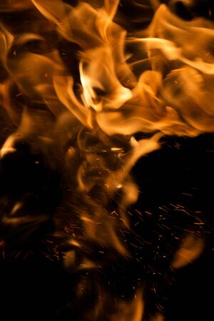 fire flames with sparks on a black background