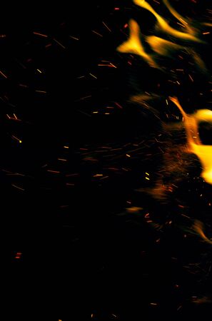 fire flames with sparks on a black background