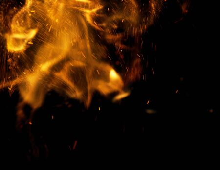 fire flames with sparks on a black background
