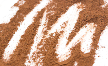 ground cinnamon on a white background
