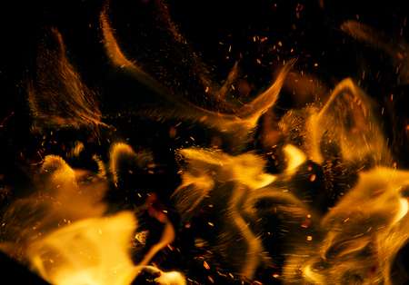 fire flames with sparks on a black background