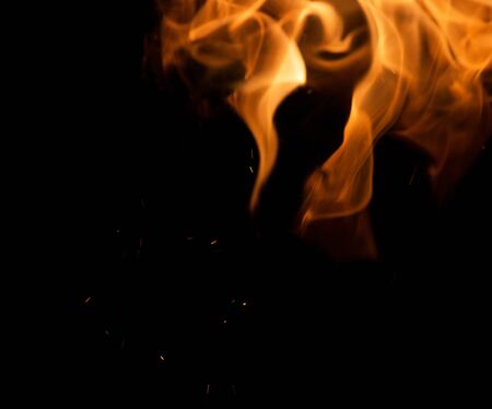 Fire flames on a black background