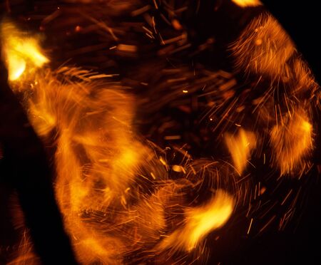 fire flames with sparks on a black background