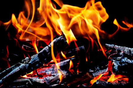 fire flames with sparks on the coals