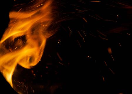 Fire flames on a black background