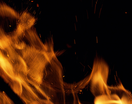 Fire flames on a black background