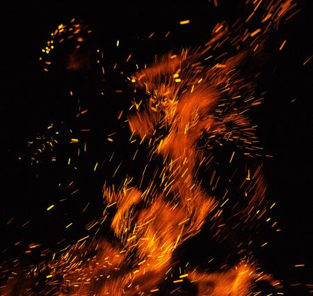 fire flames with sparks on a black background