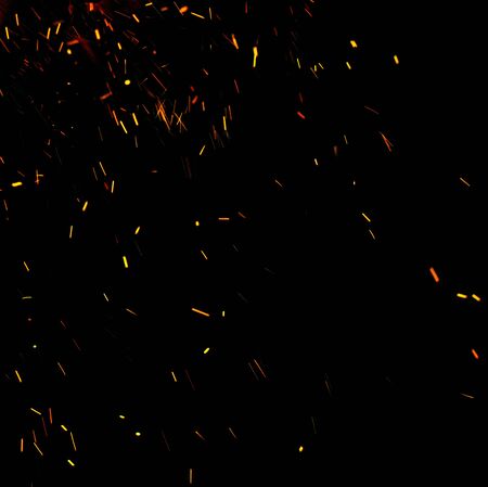 fire flames with sparks on a black backgroundの写真素材
