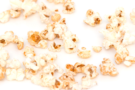 popcorn on a white backgroundの写真素材