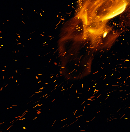 fire flames with sparks on a black background
