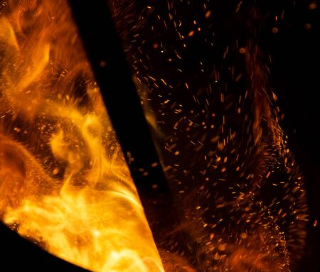 fire flames with sparks on a black background