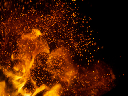 fire flames with sparks on a black background
