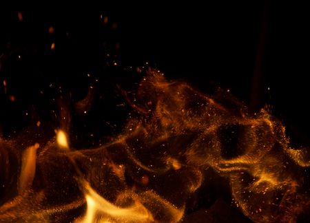 fire flames with sparks on a black background