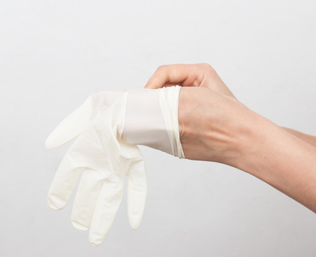 White gloves on the handsの写真素材