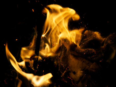 fire flames with sparks on a black background