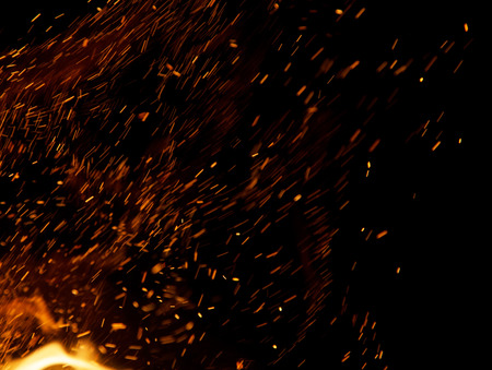 fire flames with sparks on a black background