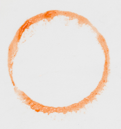 stains from ketchup on white materialの写真素材