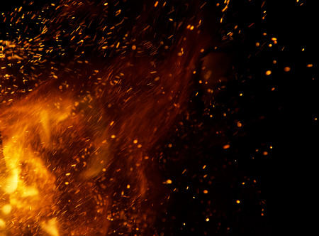 fire flames with sparks on a black background