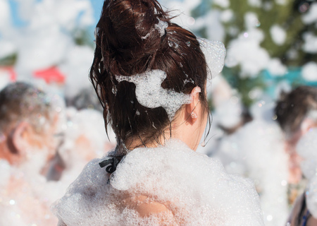 People in foamの写真素材