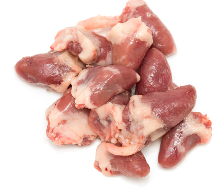 Fresh chicken heartsの写真素材