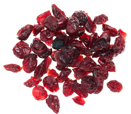 dried cranberries on a white backgroundの写真素材