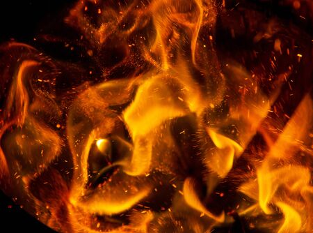 fire flames with sparks on a black background