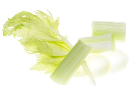 fresh celery on a white backgroundの写真素材