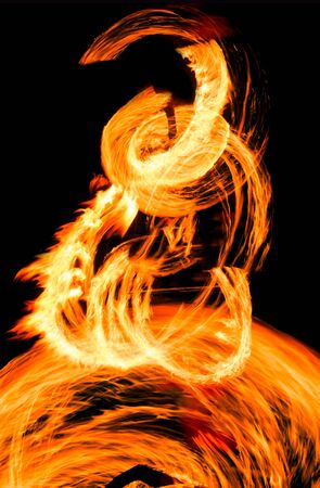 Blurred fire on a black backgroundの写真素材