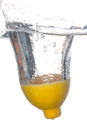 juicy lemon in waterの写真素材