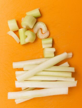 chopped celery stalkの写真素材