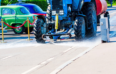 car washing roadsの写真素材