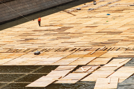 Construction of a platform on the water