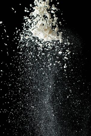 white flour on a black backgroundの写真素材