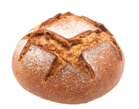fresh rye bread on a white background