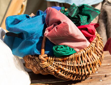 natural material wool, cotton as backgroundの写真素材