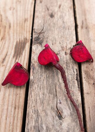 fresh beet on a wooden backgroundの写真素材