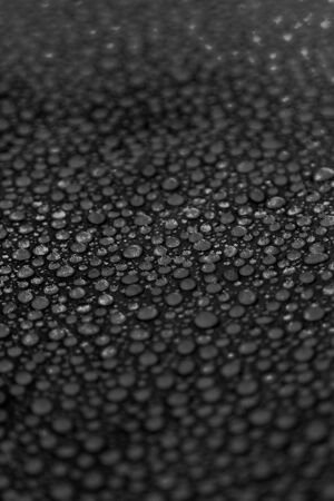 different drops of water on a black background