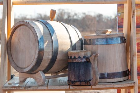 handmade wooden barrel product as background