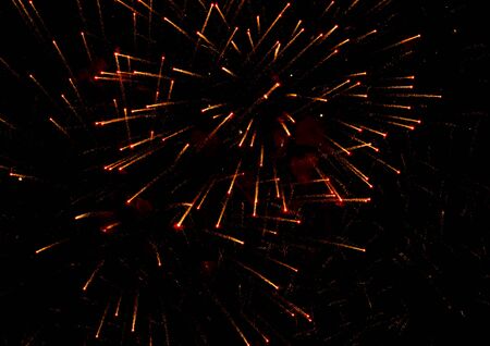 lights from fireworks on a black backgroundの写真素材