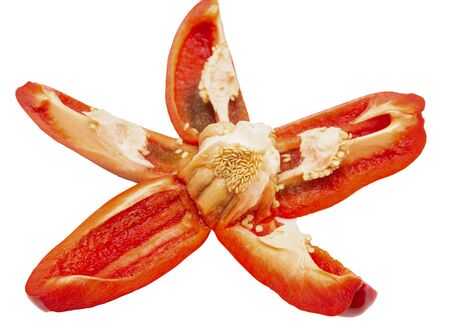 fresh bell peppers on a white backgroundの写真素材