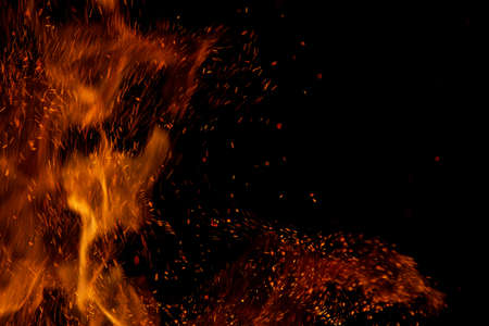 fire flame with sparks on black background