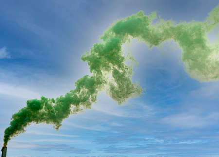 green smoke against the skyの写真素材