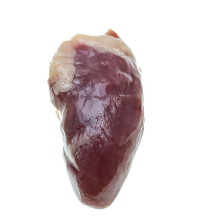 fresh chicken hearts on a white backgroundの写真素材