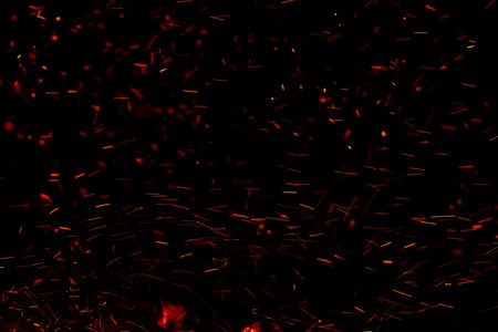 flame fire with sparks on black background