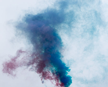 colorful smoke on a white background.の写真素材